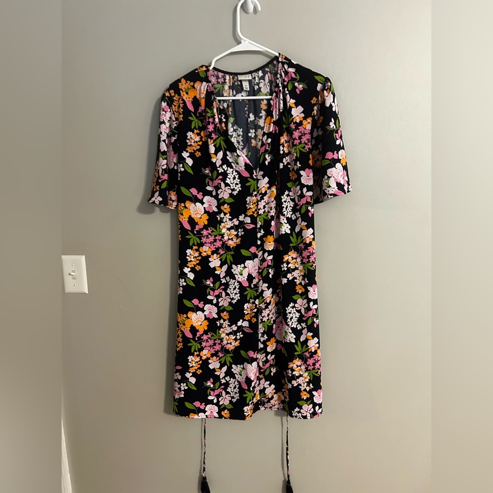 A New Day Black Pink Flutter Sleeve Sheath Dress